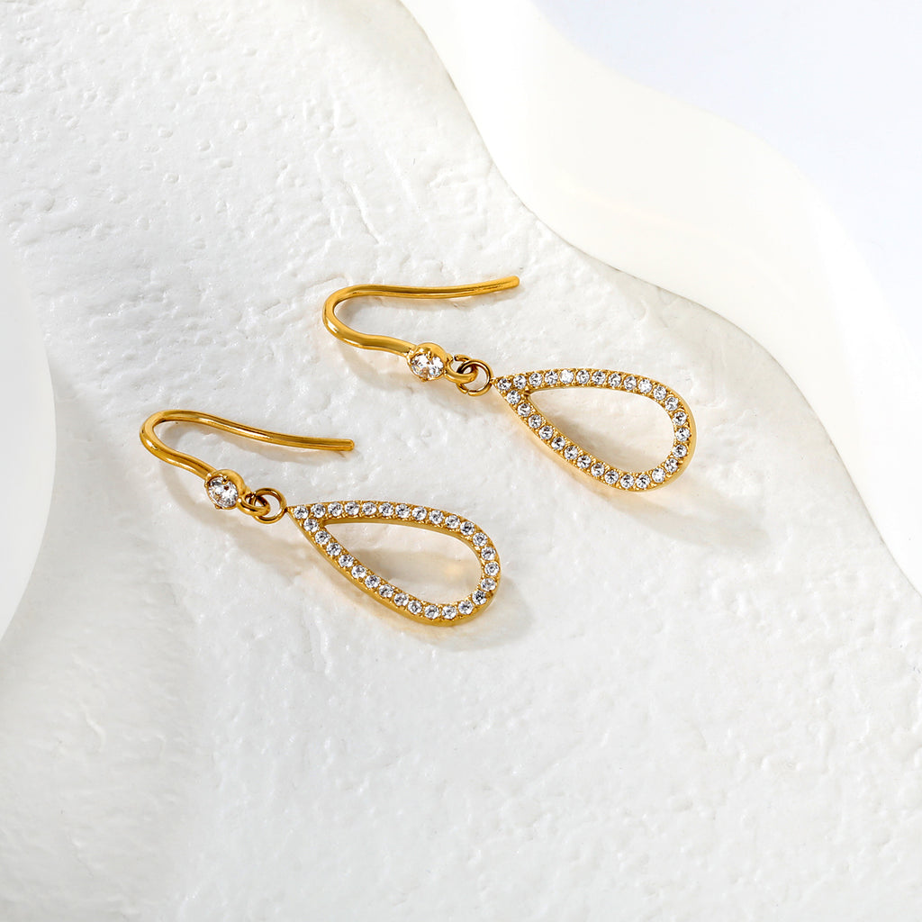 Aretes Colgantes Gota con Circonias
