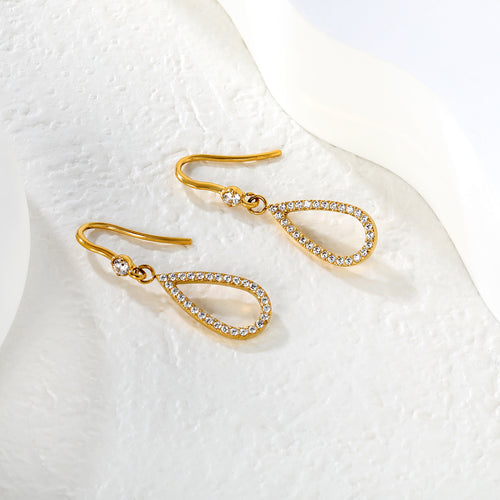 Aretes Colgantes Gota con Circonias