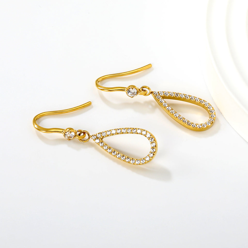 Aretes Colgantes Gota con Circonias