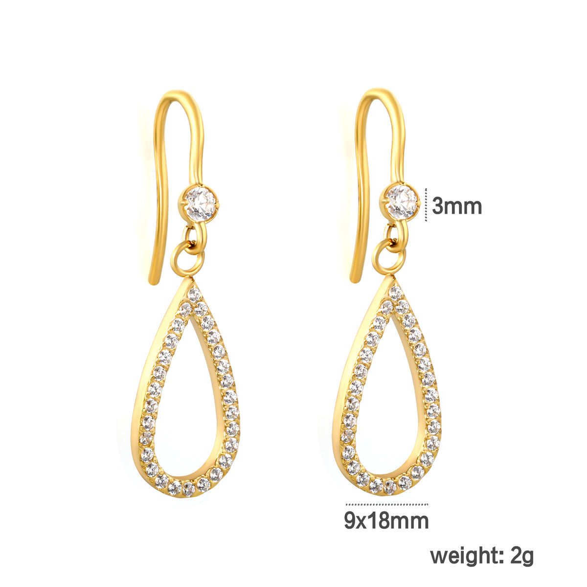 Aretes Colgantes Gota con Circonias