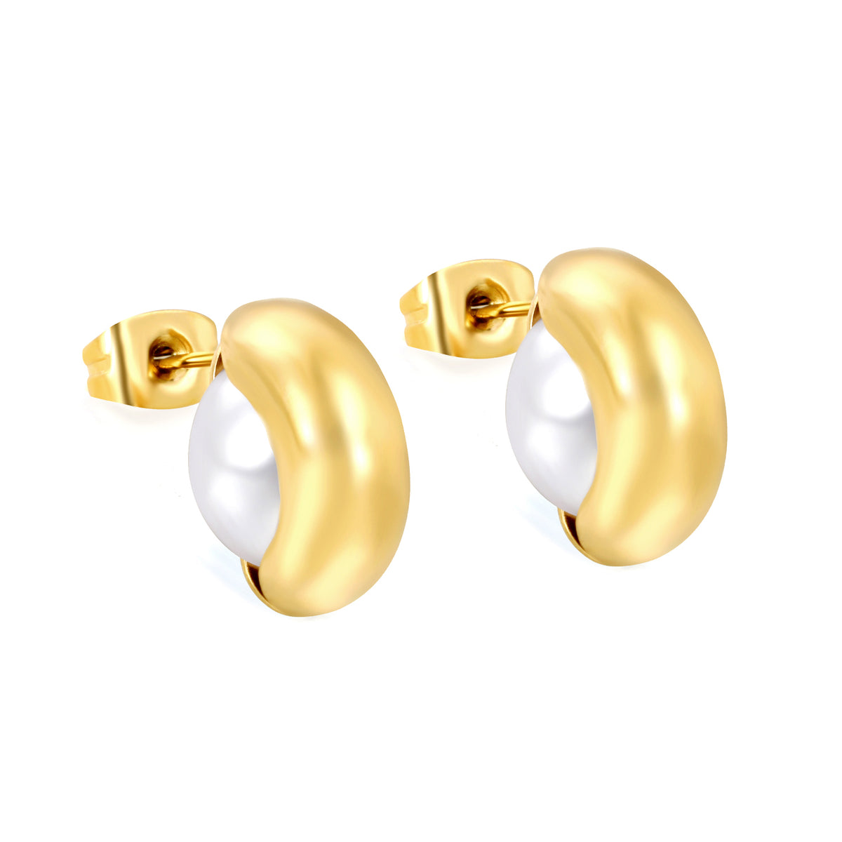 Aretes Media Perla Cubierta