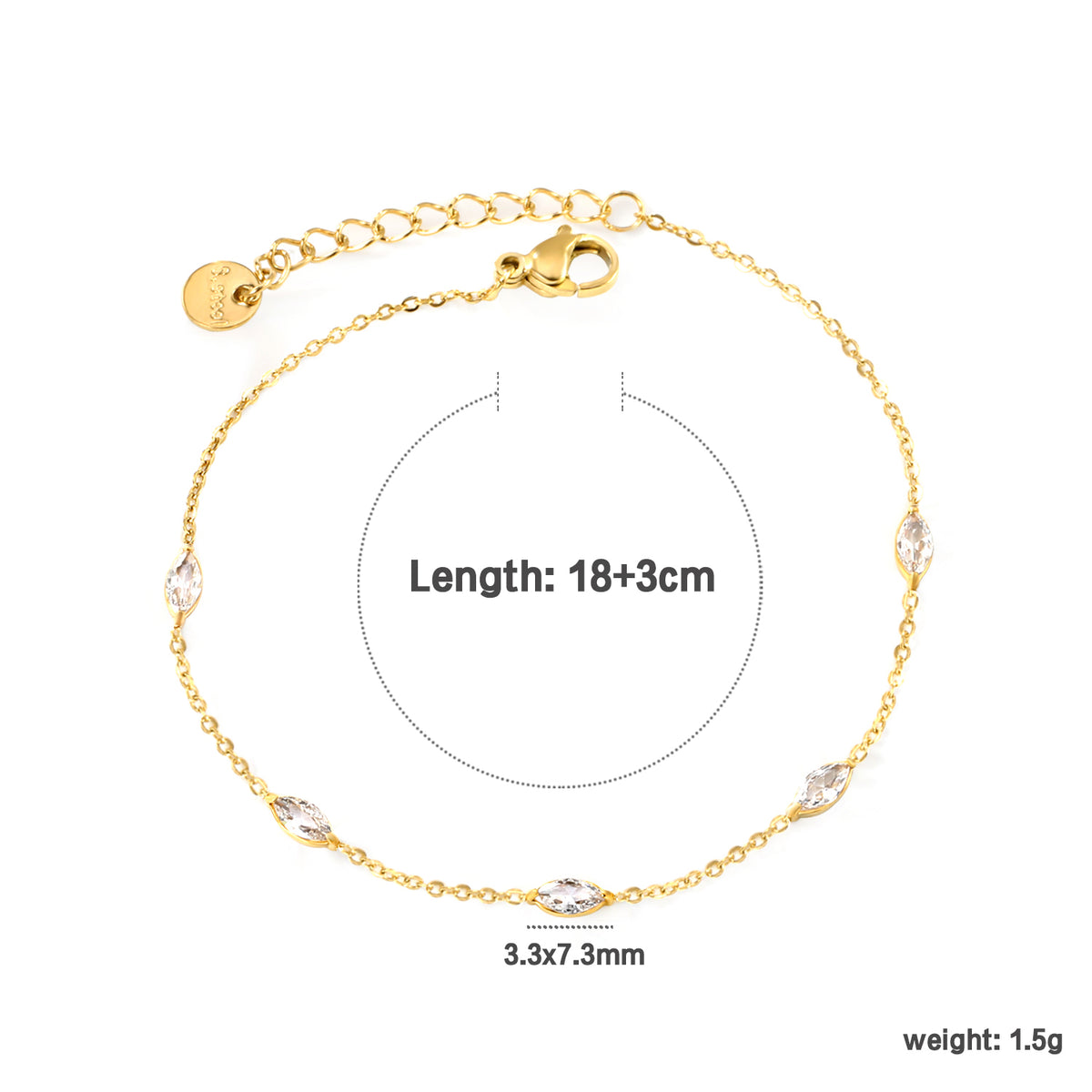 Pulsera 5 Circonias Ovaladas