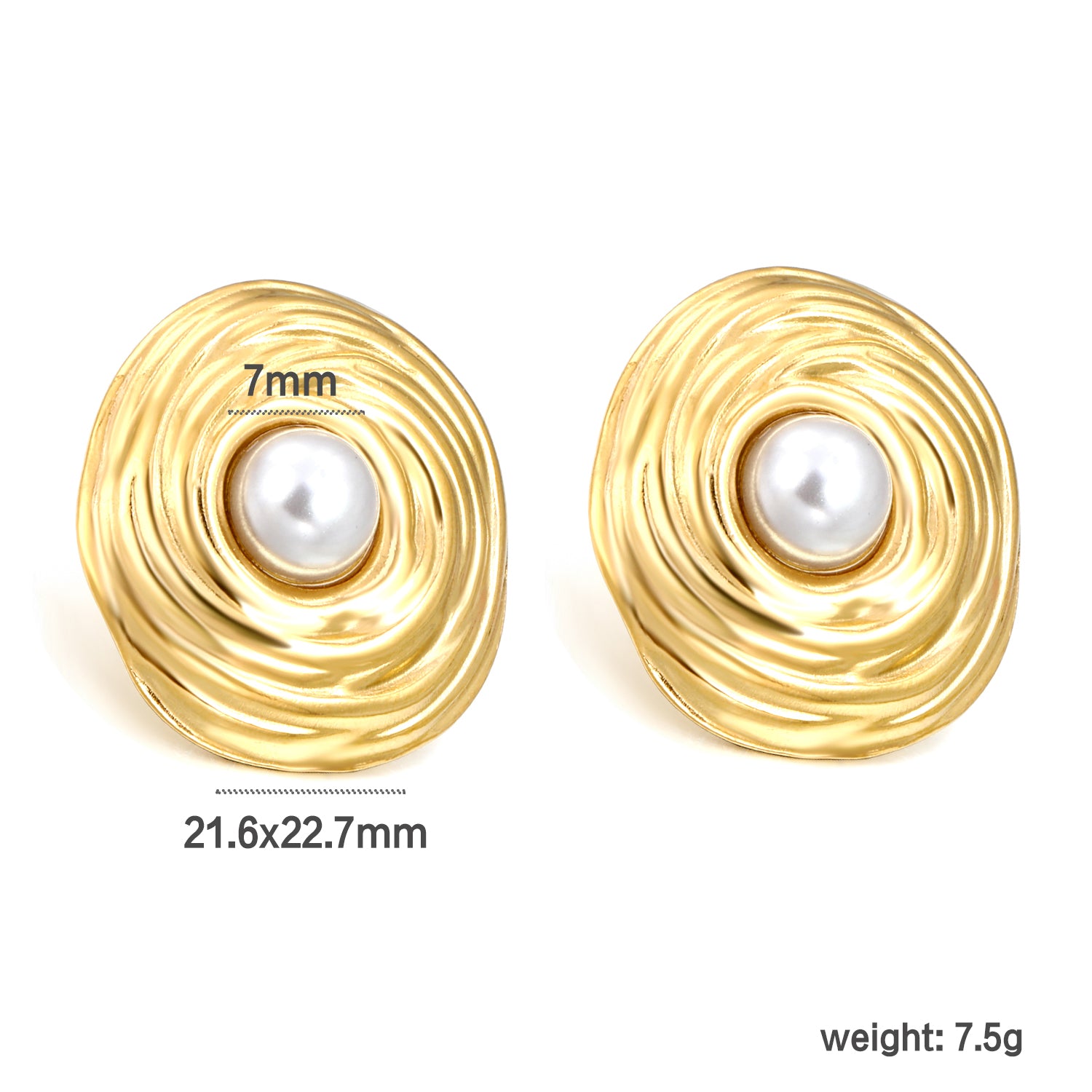 Aretes Espiral con Perla