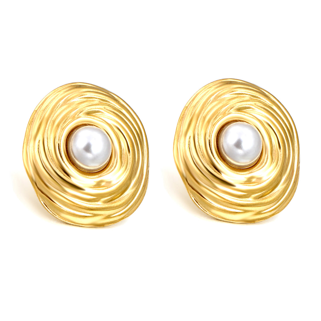Aretes Espiral con Perla