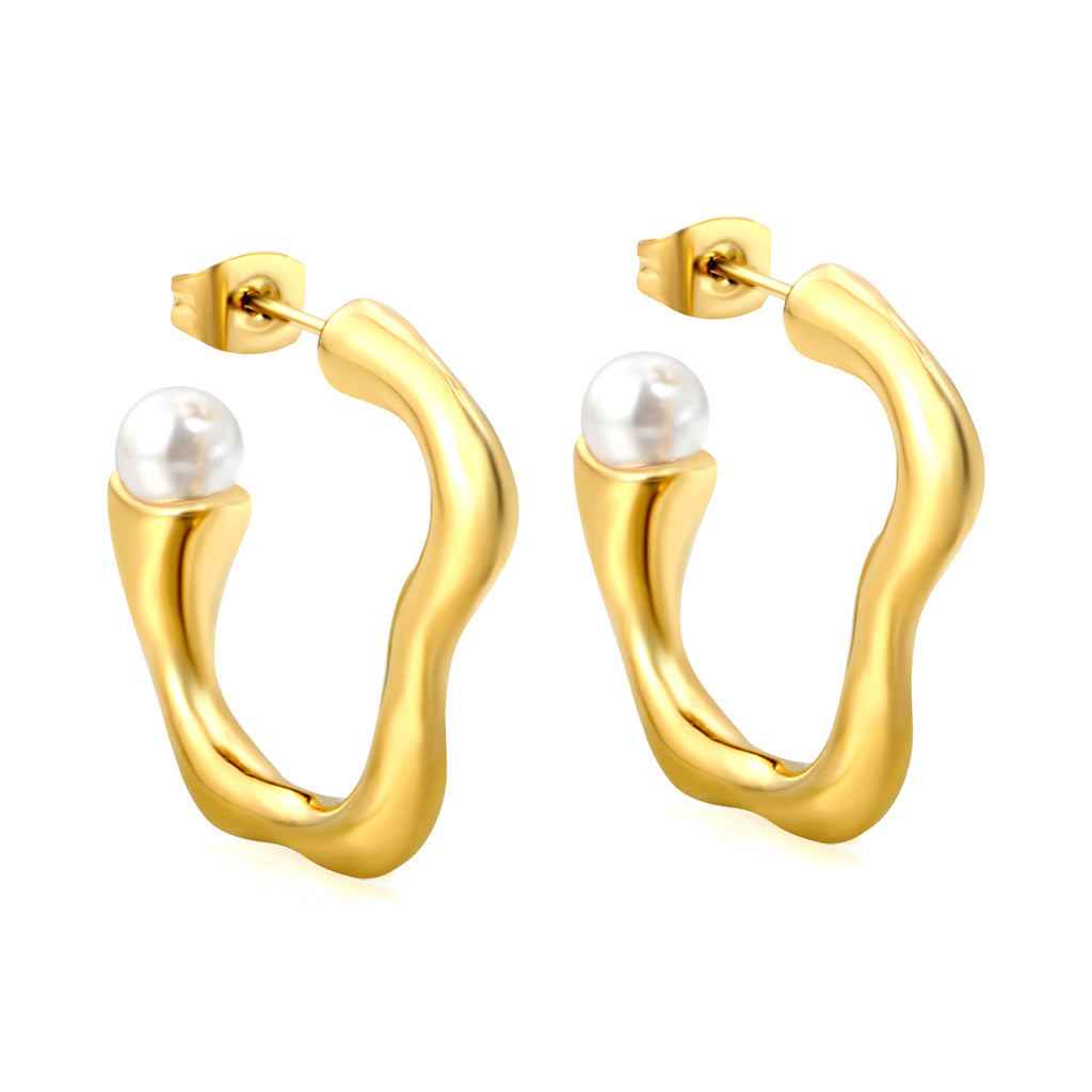 Aretes ZigZag con Perla