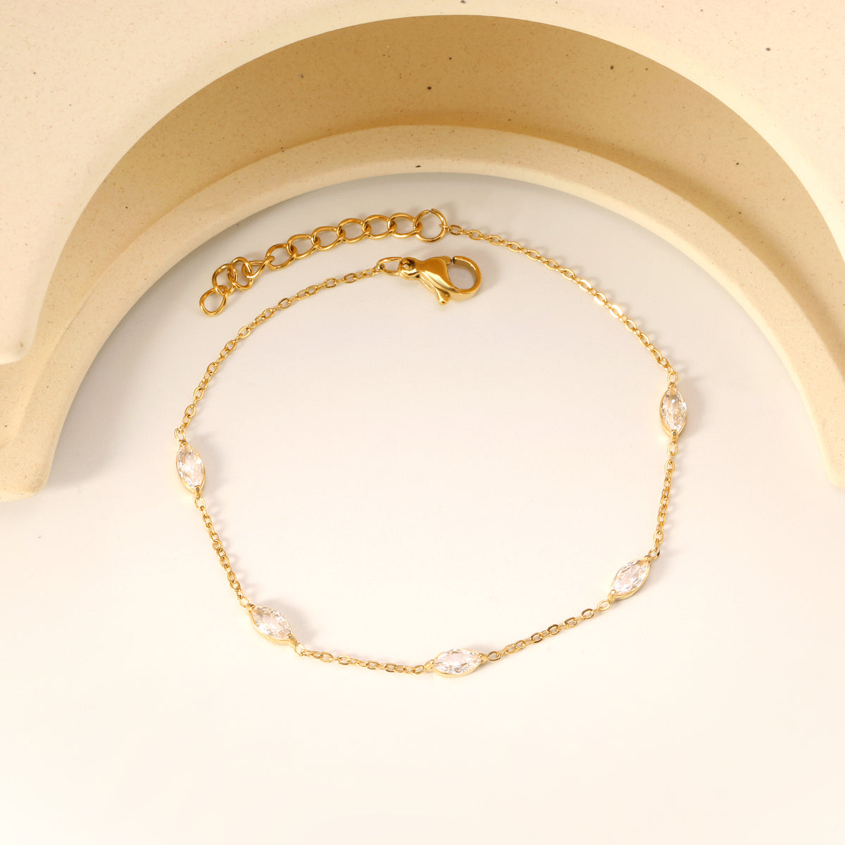 Pulsera 5 Circonias Ovaladas