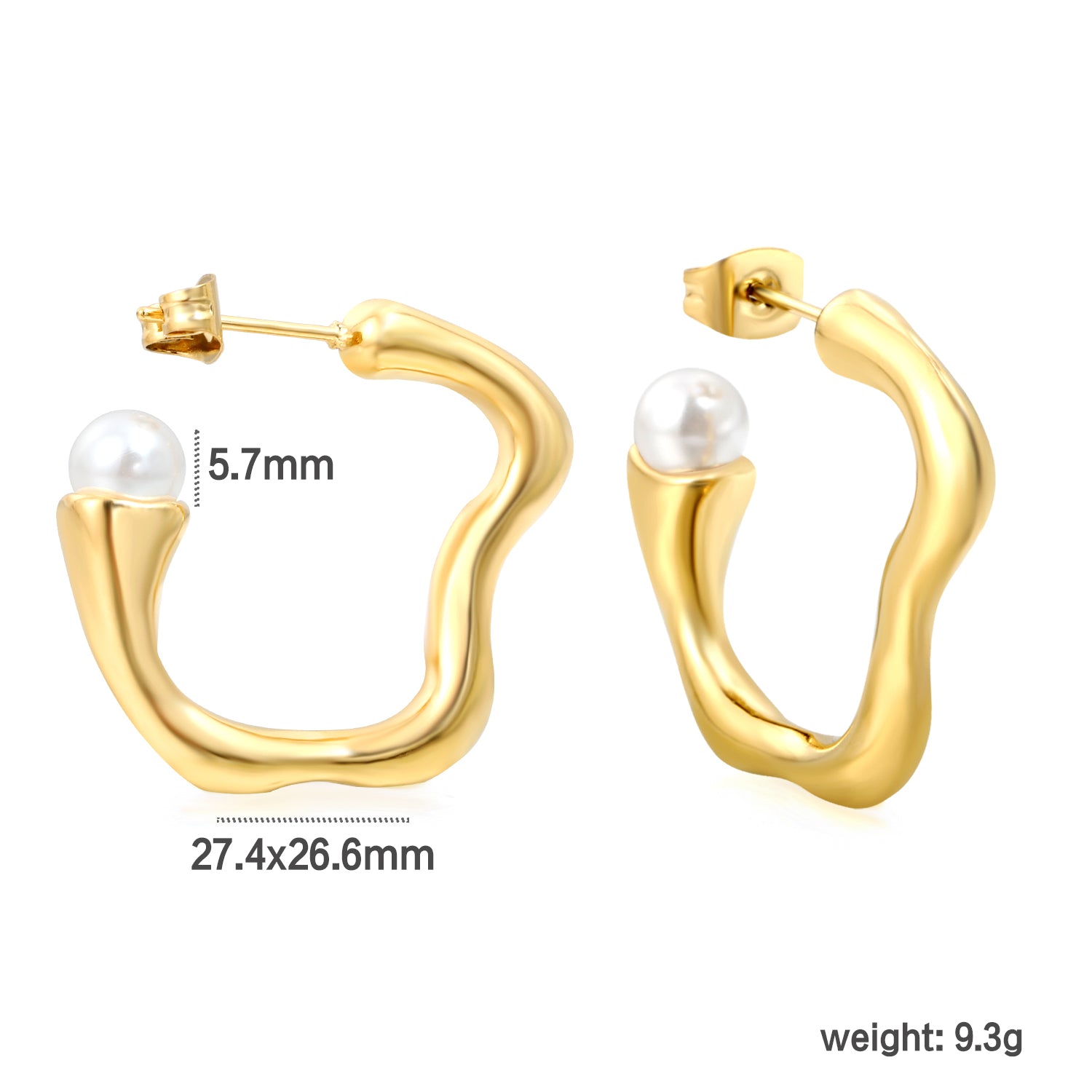 Aretes ZigZag con Perla