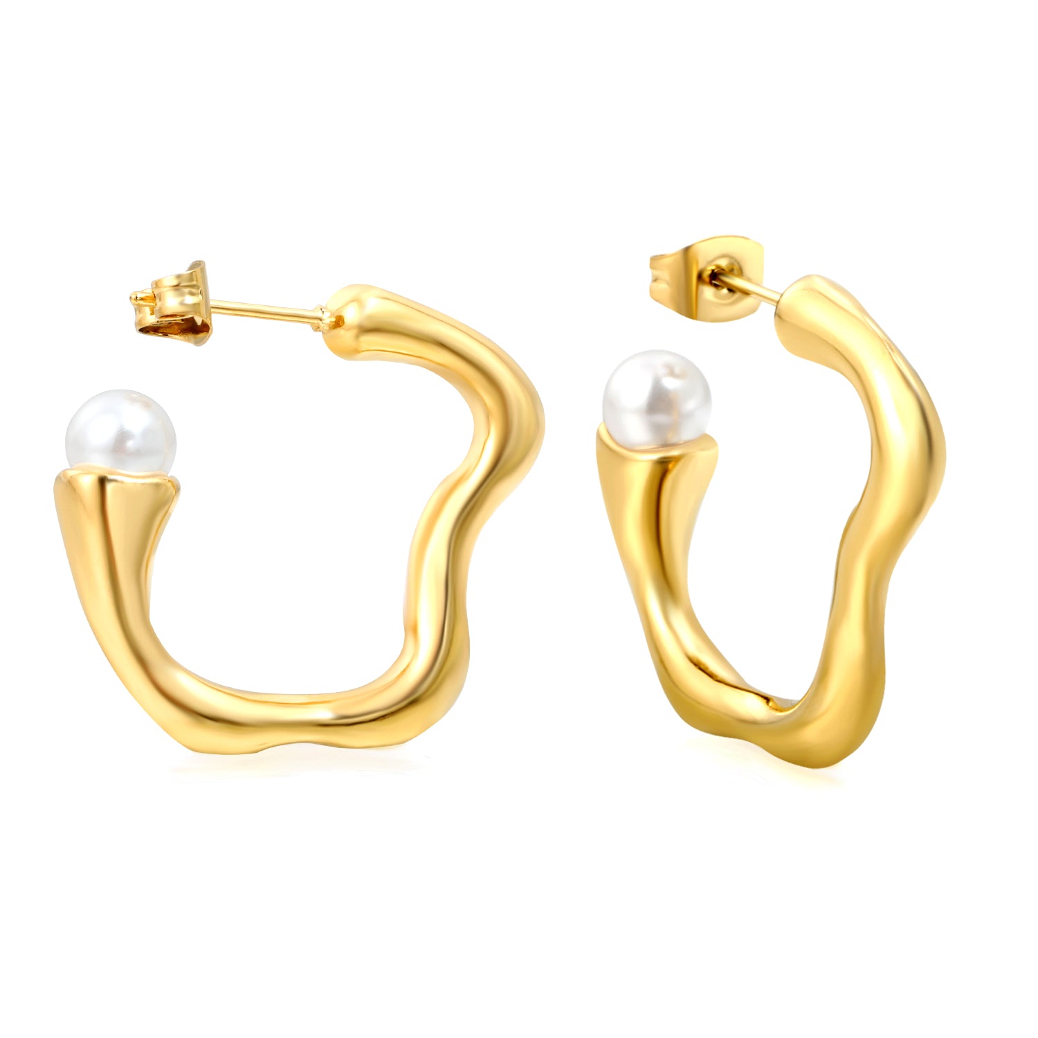 Aretes ZigZag con Perla