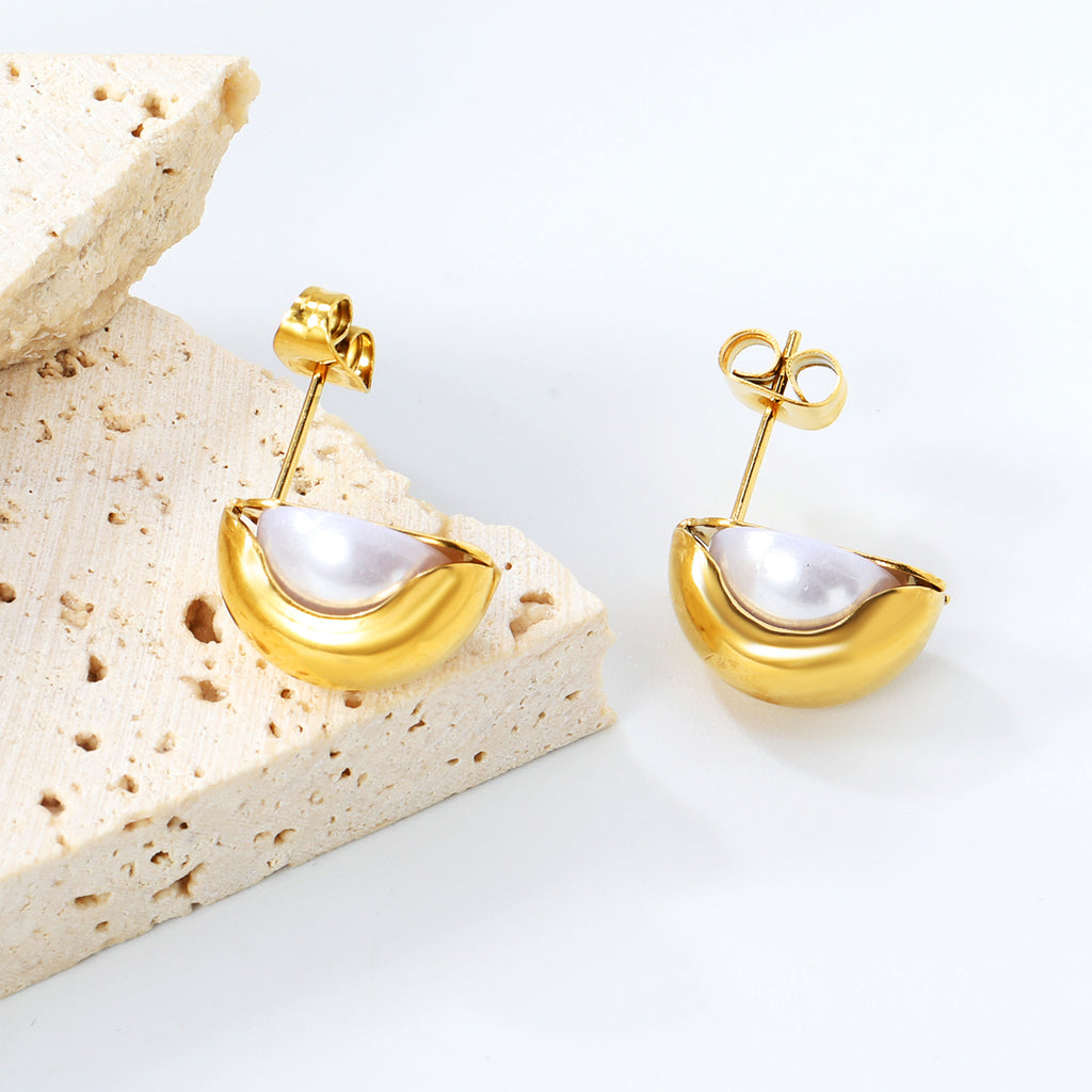 Aretes Media Perla Cubierta