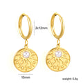 Aretes Circulares con Perla y 4 Estrellas