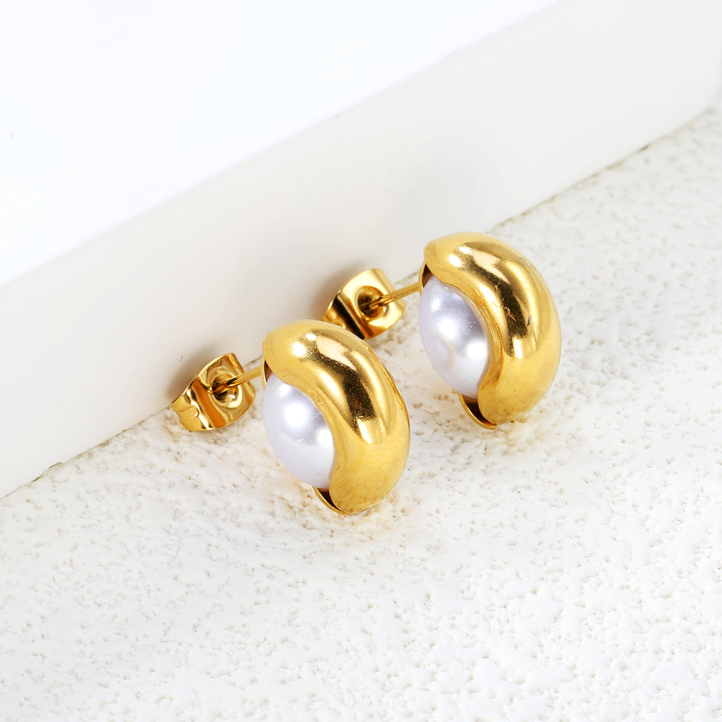Aretes Media Perla Cubierta