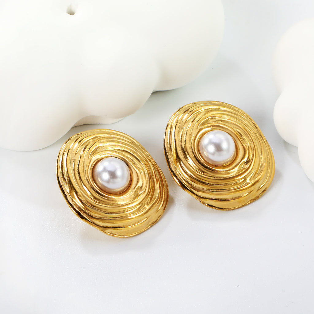 Aretes Espiral con Perla