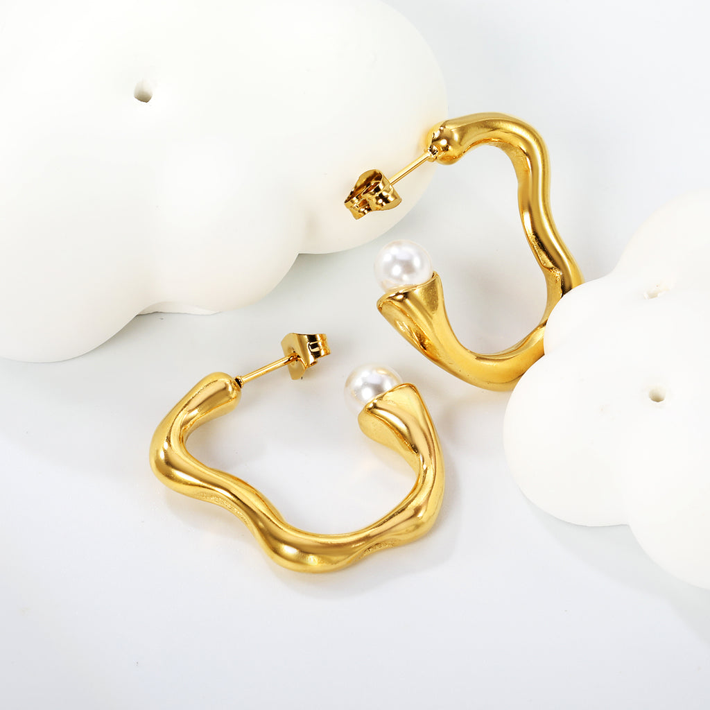 Aretes ZigZag con Perla
