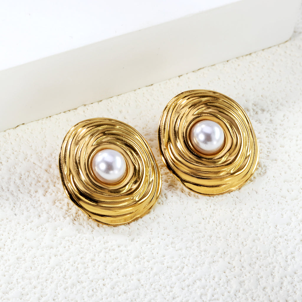 Aretes Espiral con Perla