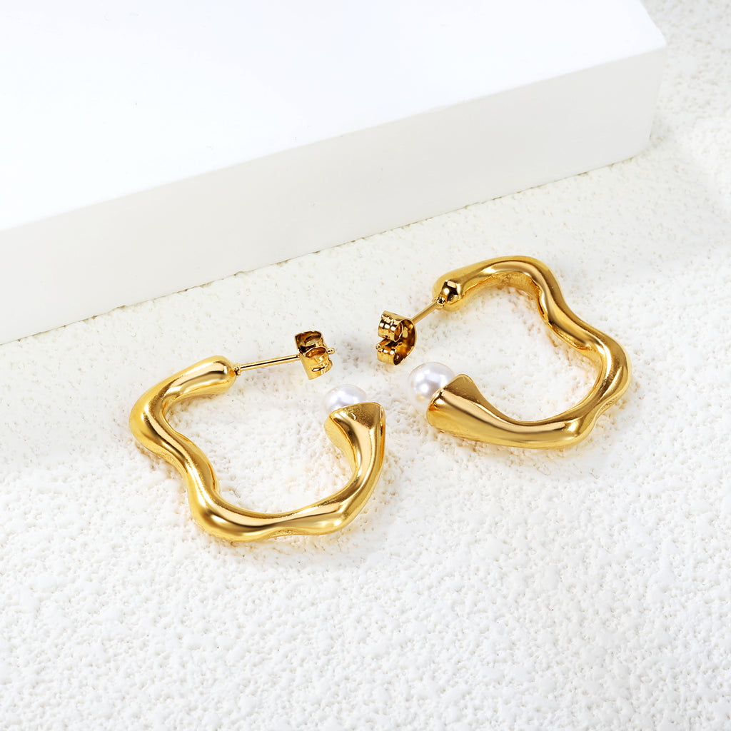 Aretes ZigZag con Perla