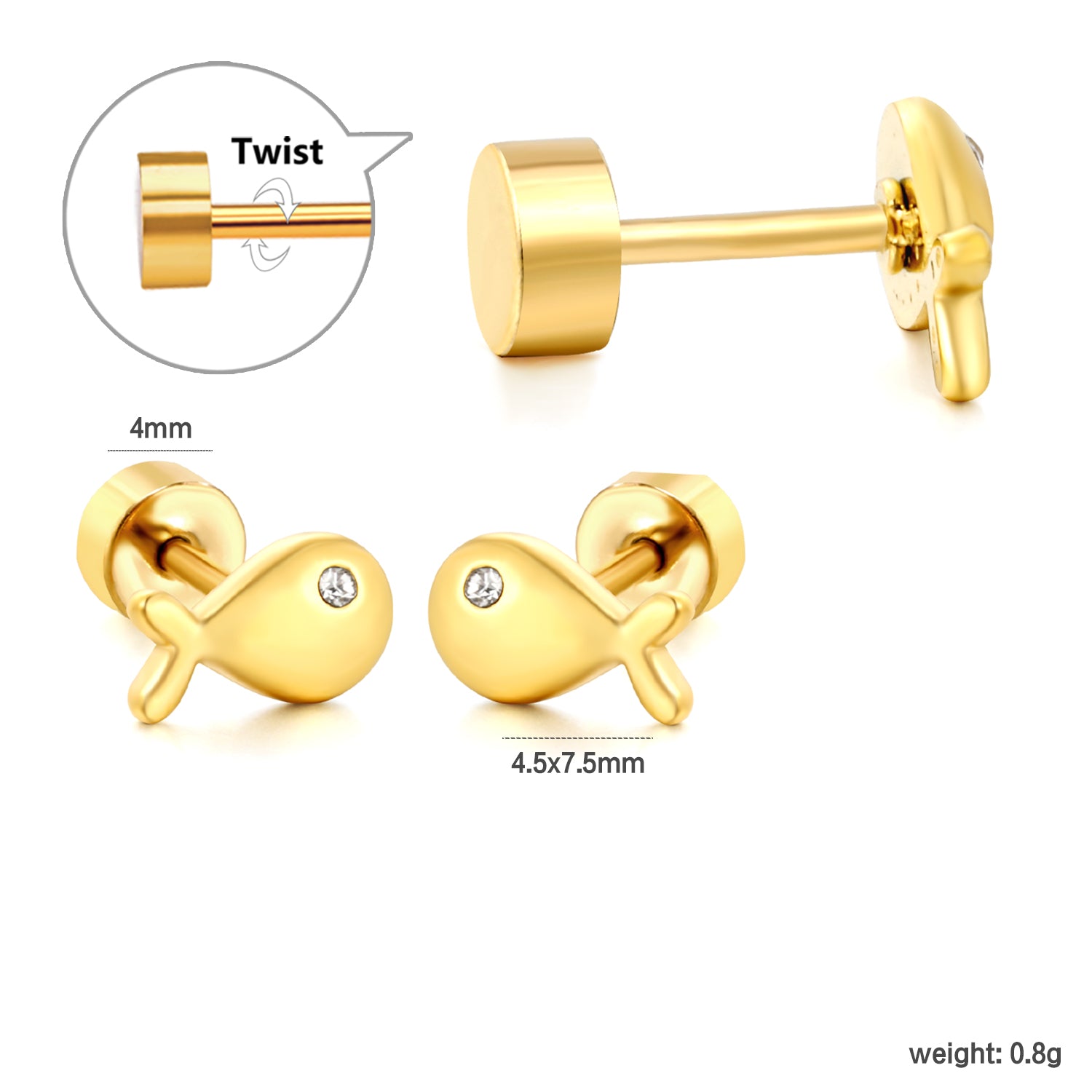 Aretes Pecesito con Circonia