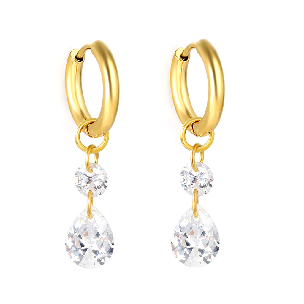 Aretes Doble Circonia Colgante