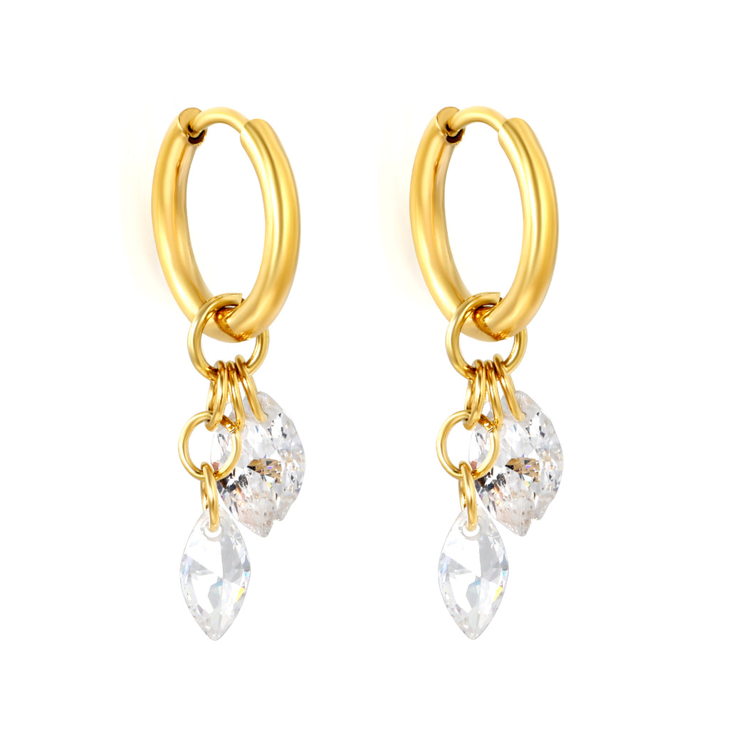 Aretes Triple Circonia Colgante