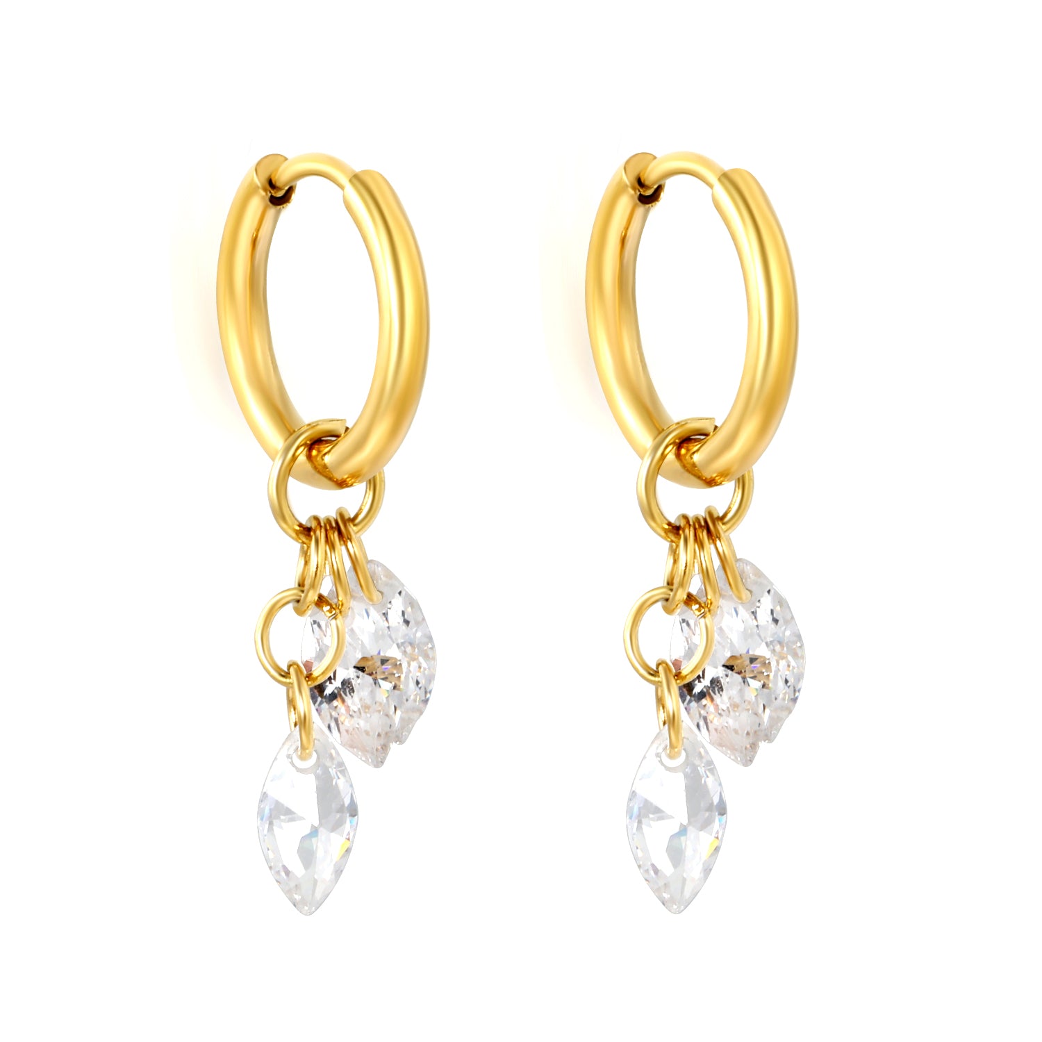 Aretes Triple Circonia Colgante