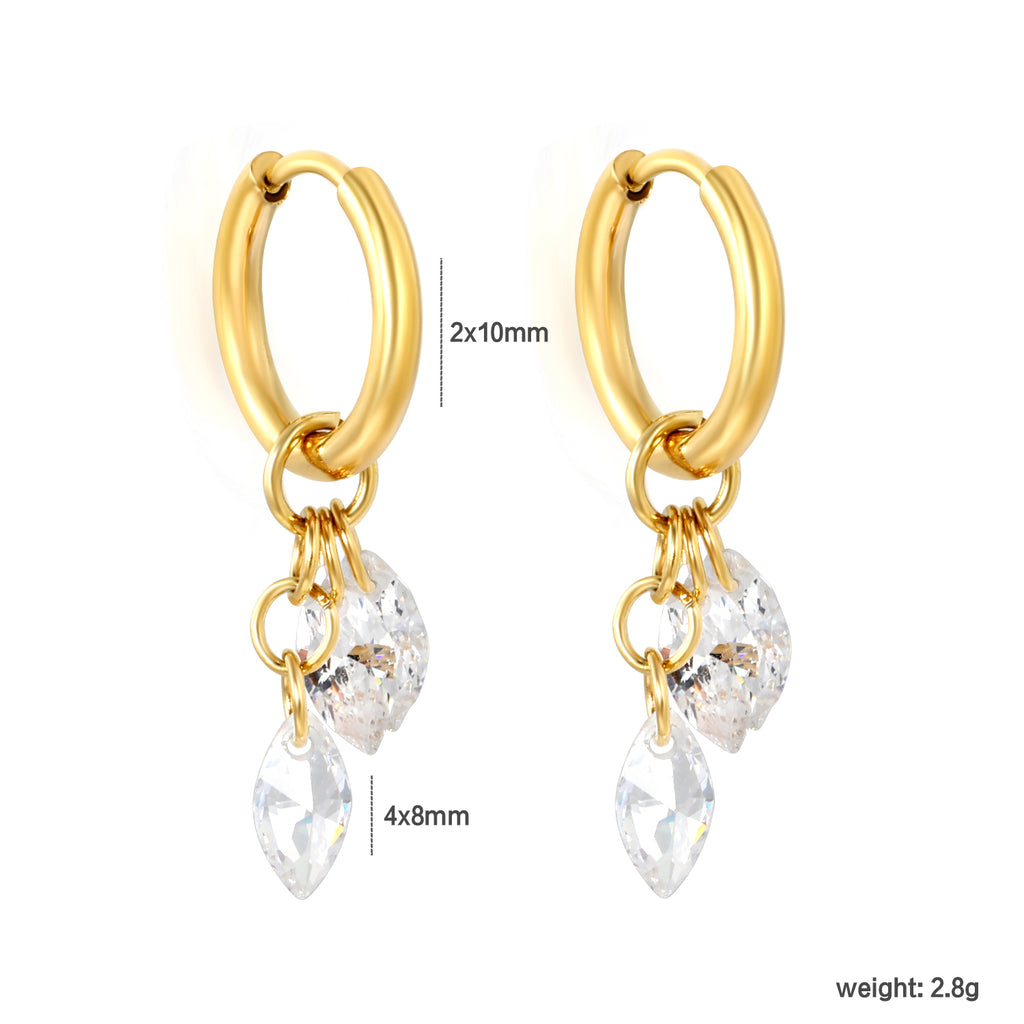 Aretes Triple Circonia Colgante