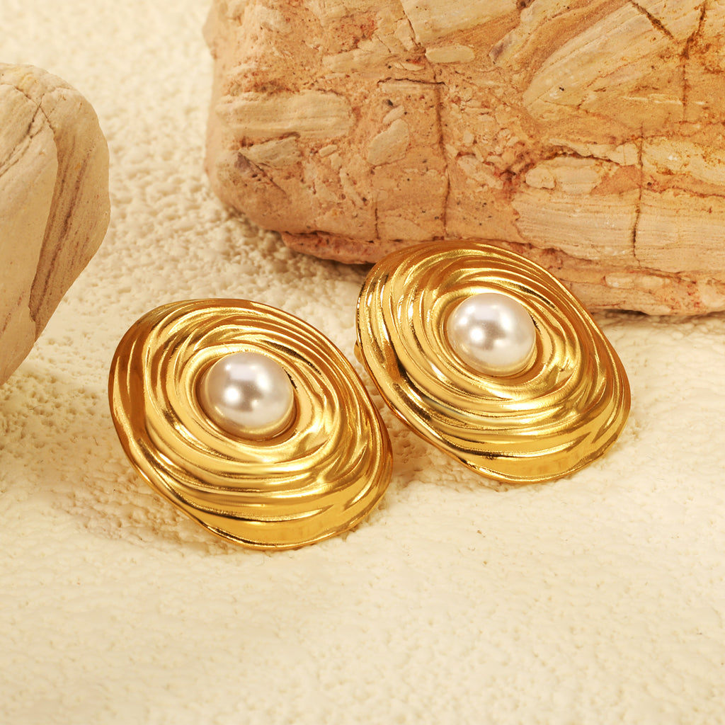 Aretes Espiral con Perla