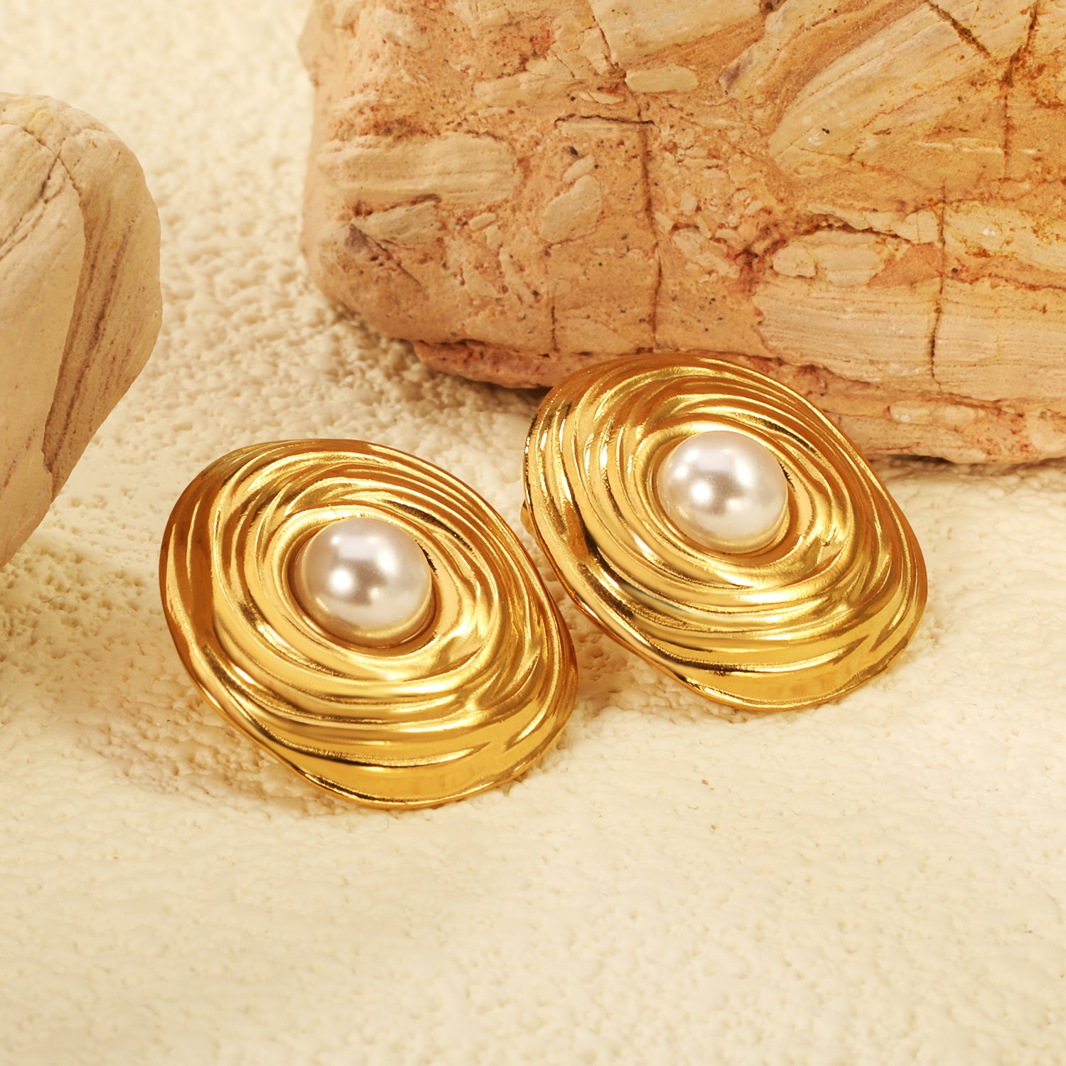 Aretes Espiral con Perla
