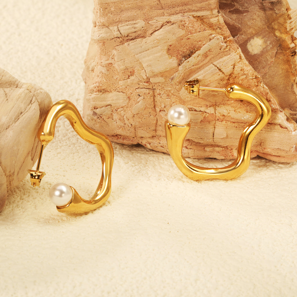 Aretes ZigZag con Perla