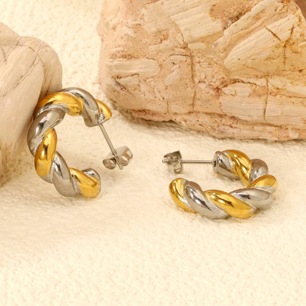 Aretes Entrelazados Bicolor