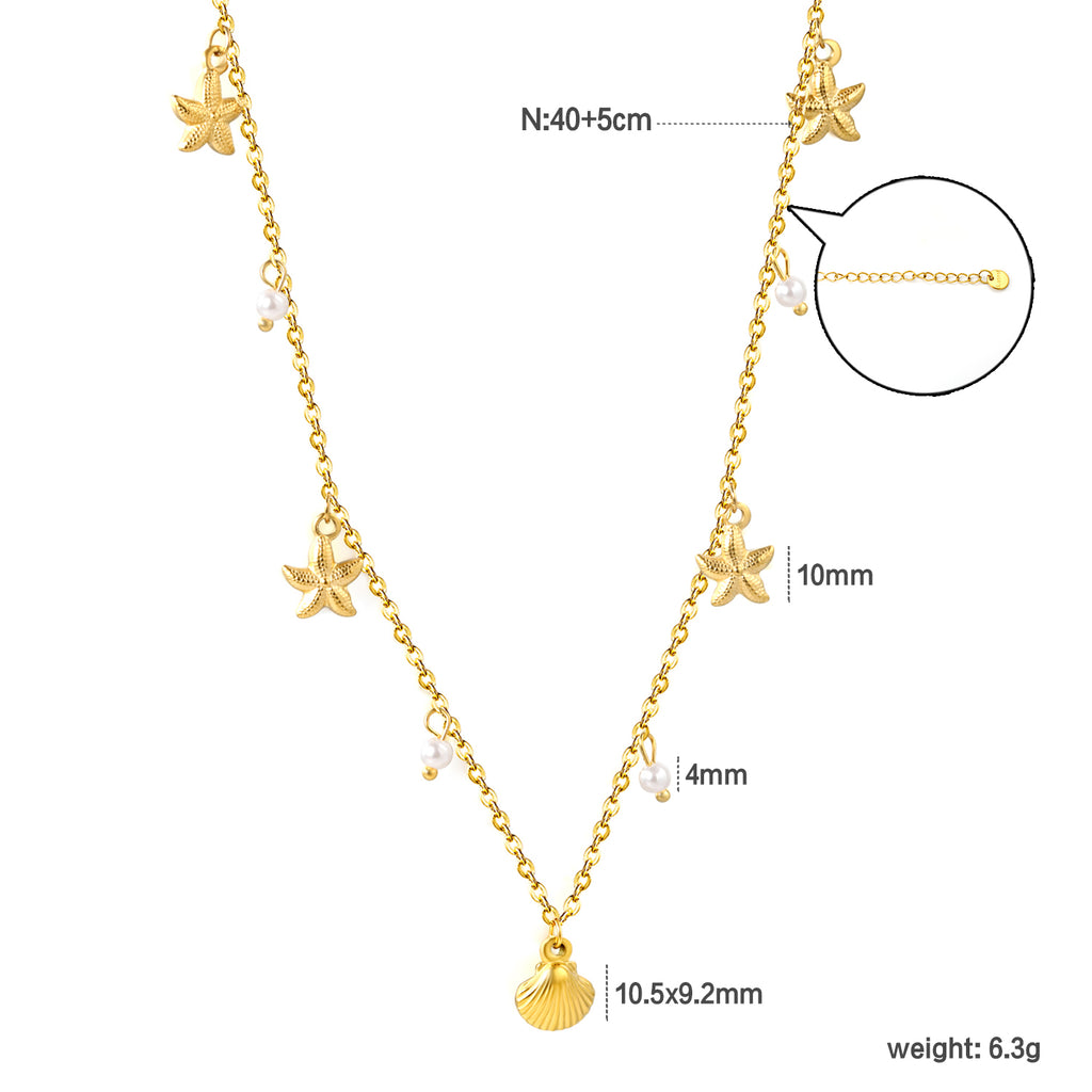 Collar con Charms de Concha, Perla y Estrella de Mar