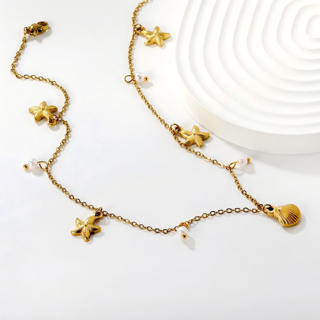 Collar con Charms de Concha, Perla y Estrella de Mar