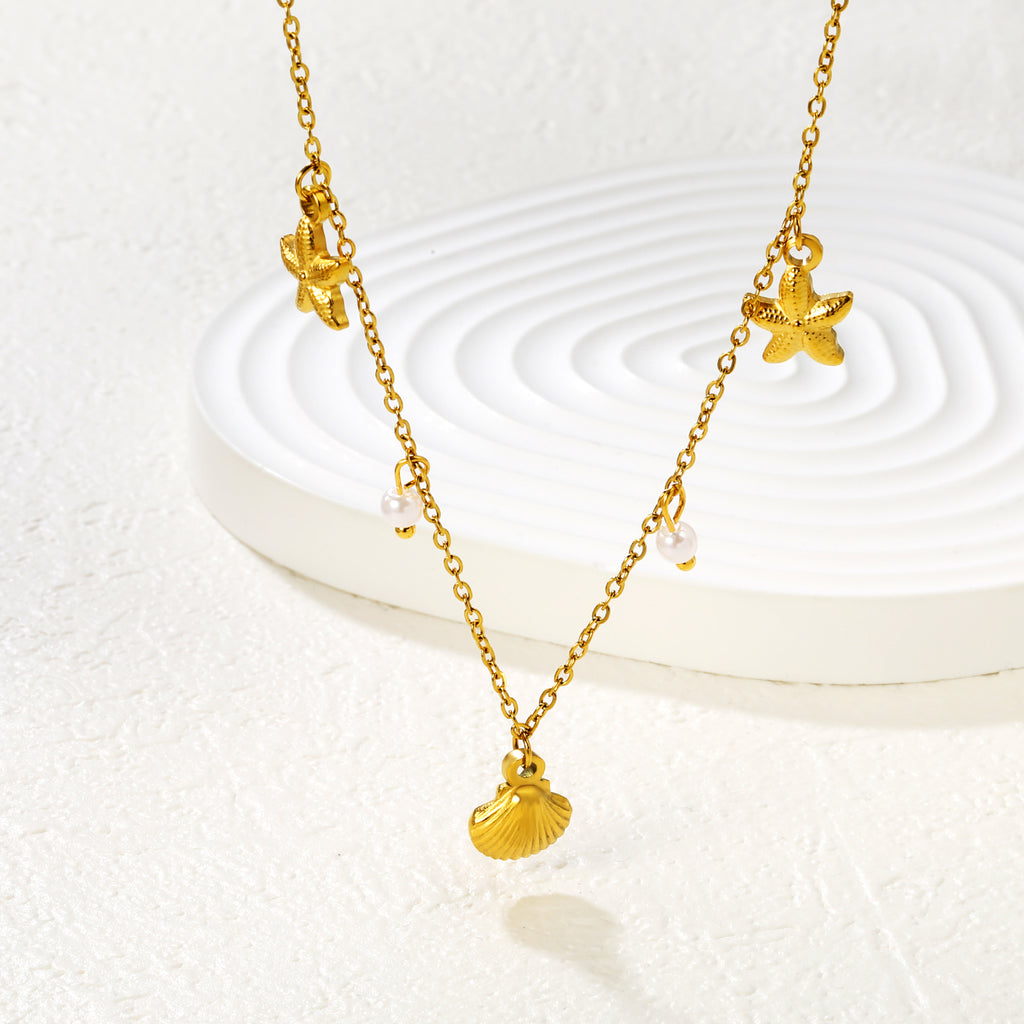 Collar con Charms de Concha, Perla y Estrella de Mar