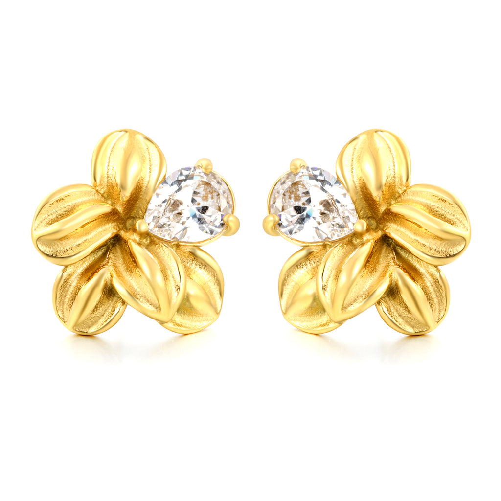 Aretes Flor con CIrconia