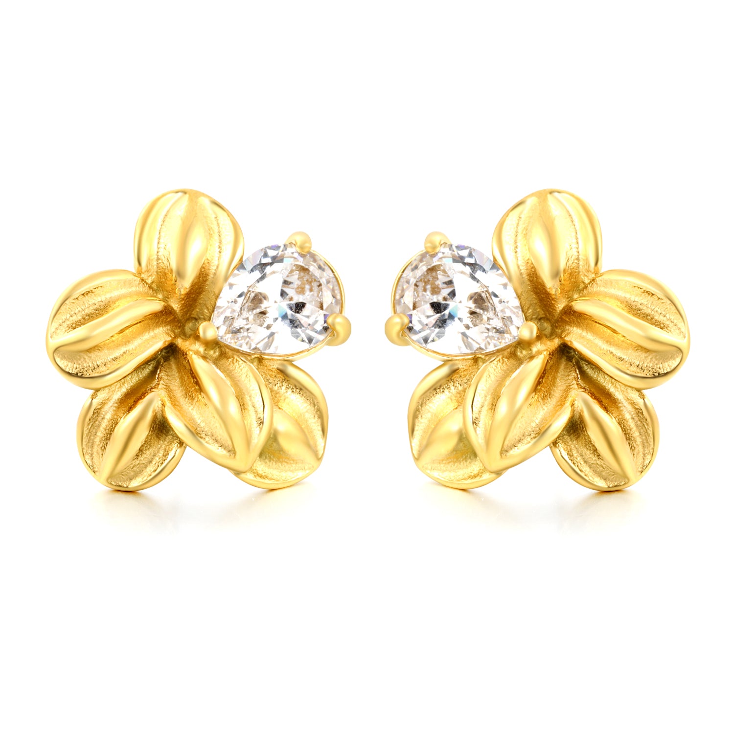 Aretes Flor con CIrconia