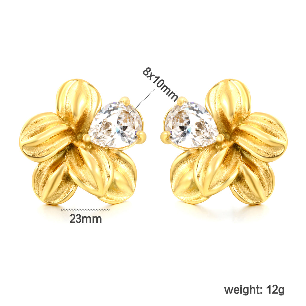 Aretes Flor con CIrconia