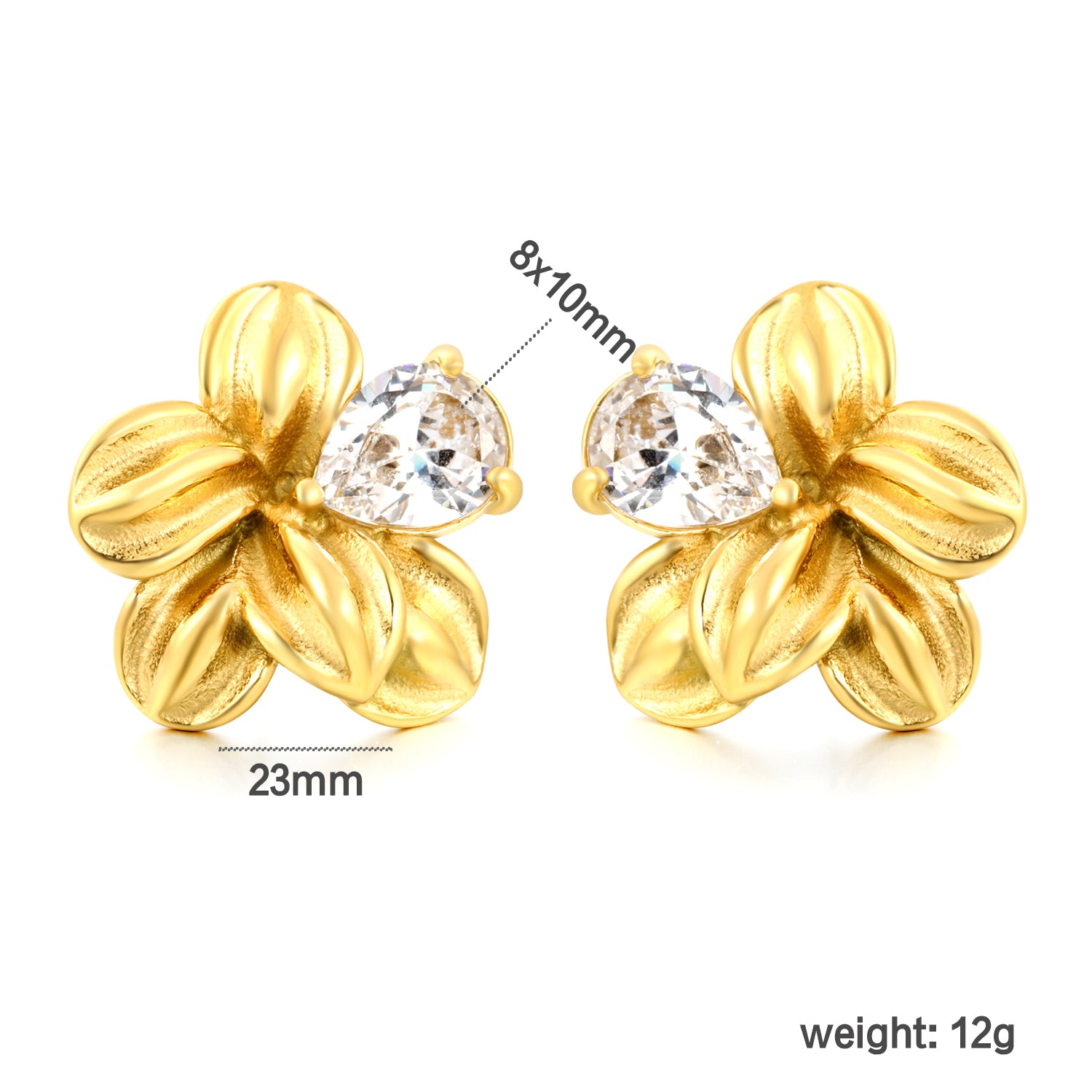 Aretes Flor con CIrconia