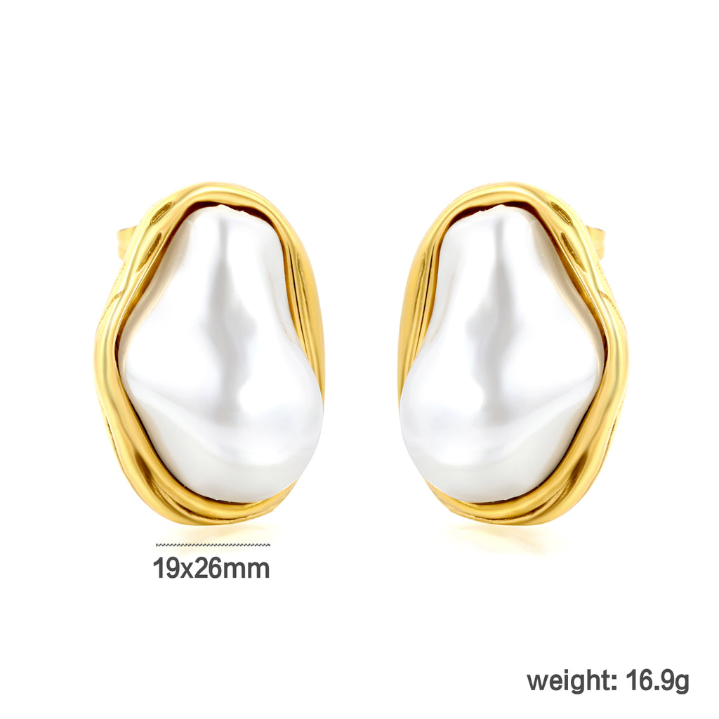 Aretes Perla Grande Marco Dorado
