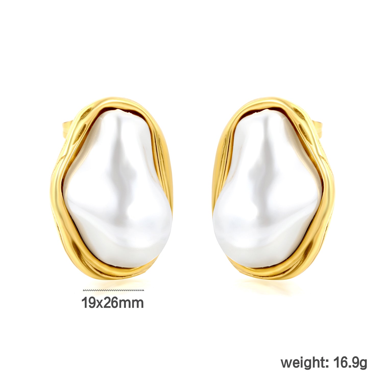 Aretes Perla Grande Marco Dorado