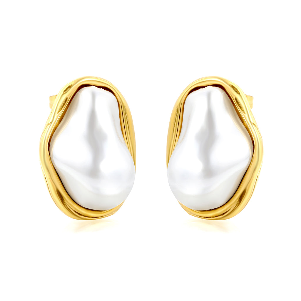 Aretes Perla Grande Marco Dorado
