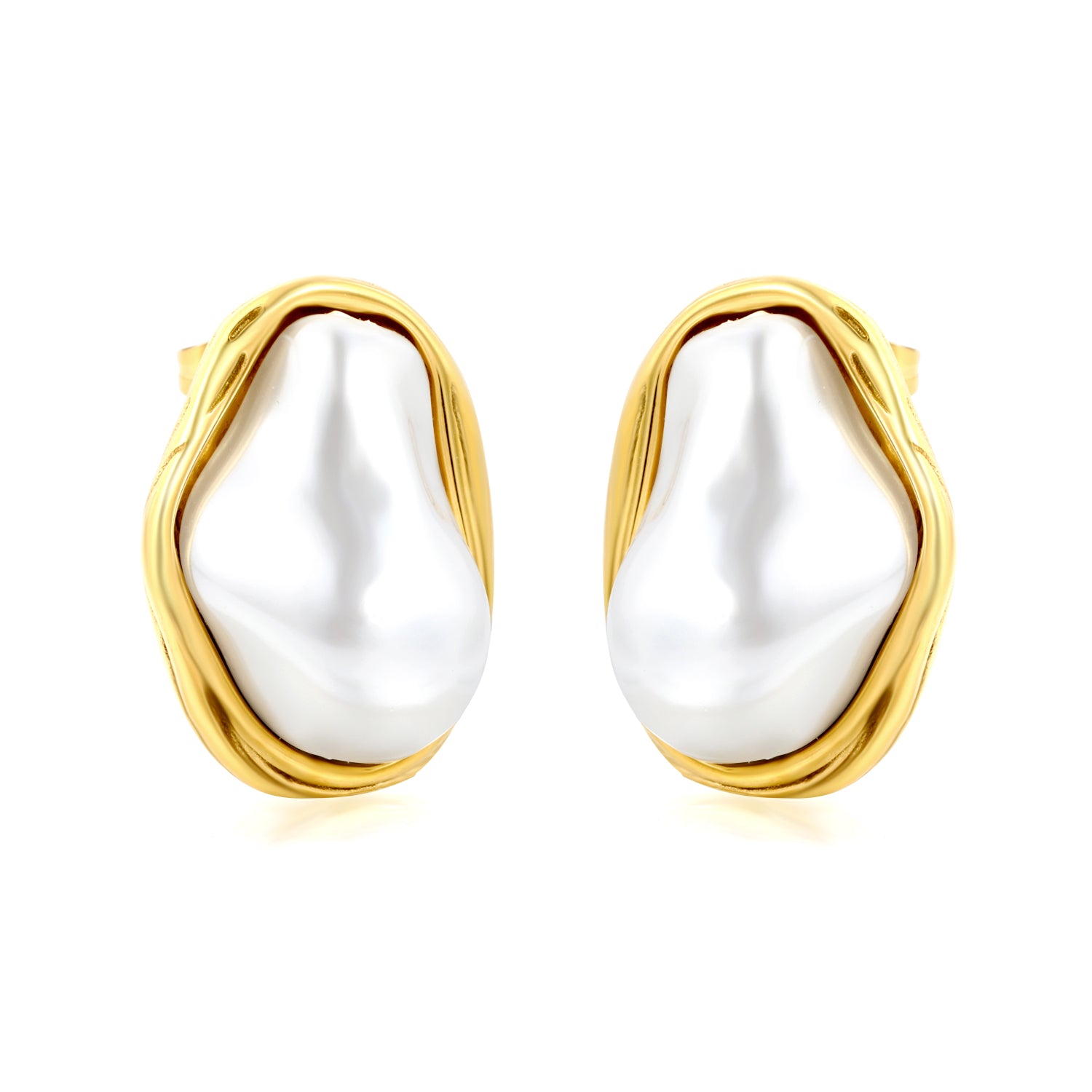 Aretes Perla Grande Marco Dorado