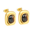 Aretes Cuadrados con Piedra Café