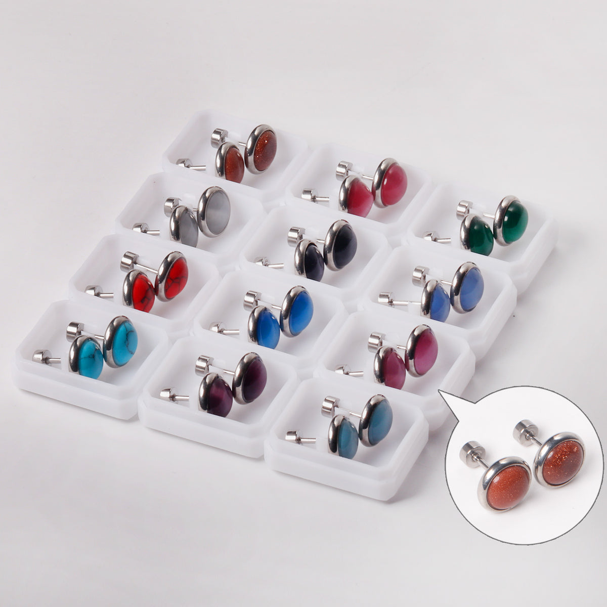 Aretes Piedras Colores