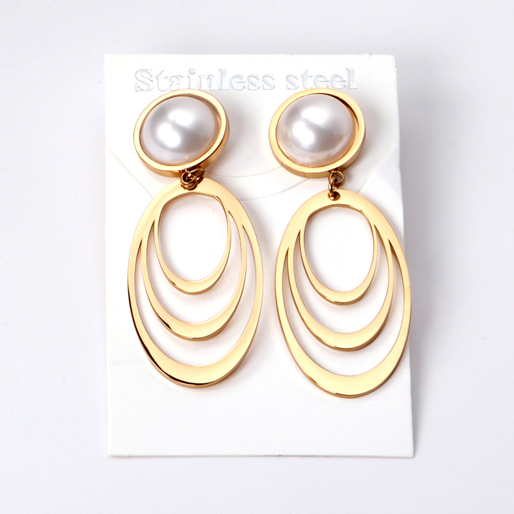 Aretes Perlas con Arcos Colgantes