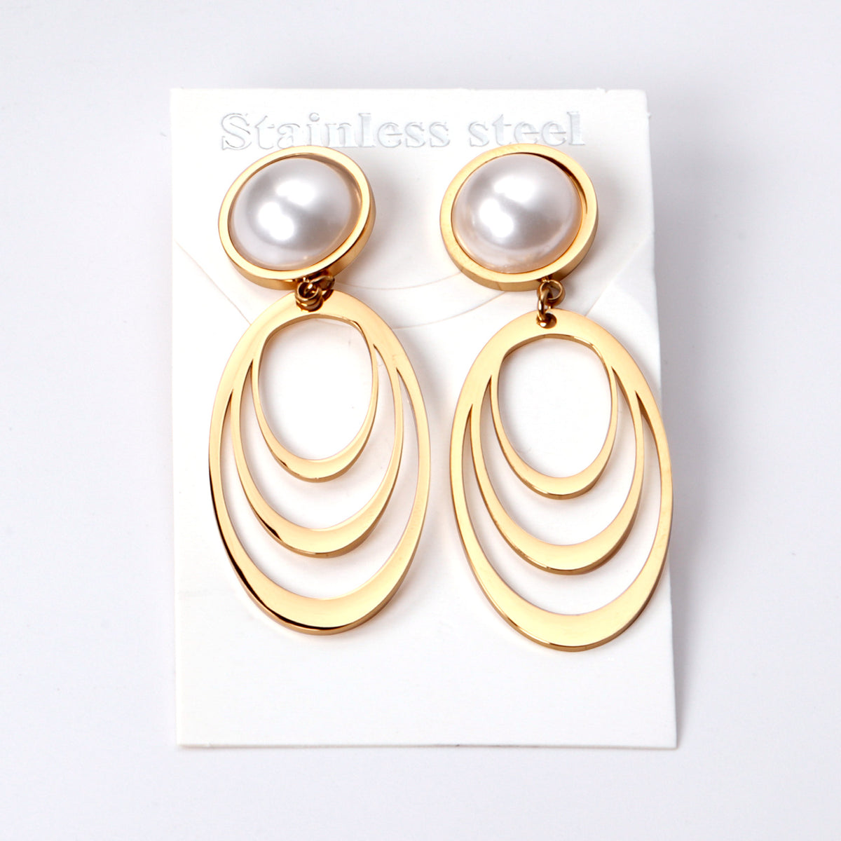 Aretes Perlas con Arcos Colgantes