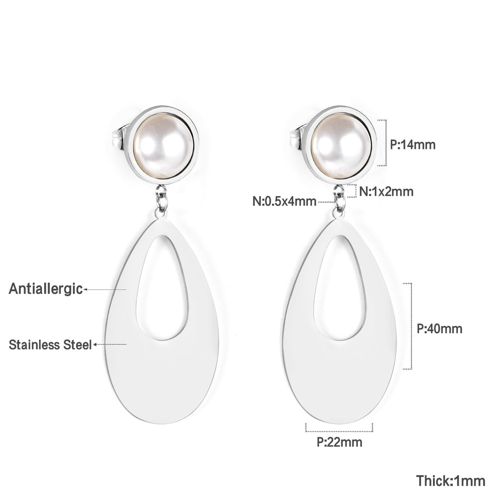 Aretes Perla con Gota Colgante