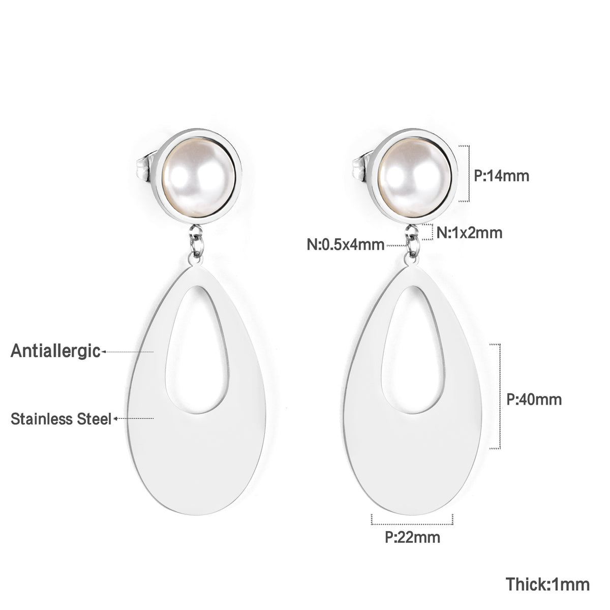 Aretes Perla con Gota Colgante