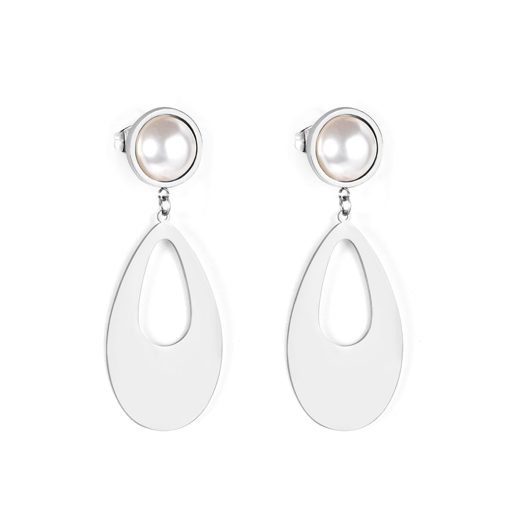 Aretes Perla con Gota Colgante