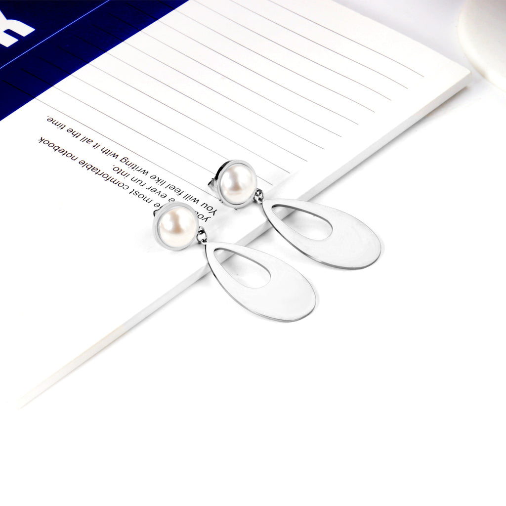 Aretes Perla con Gota Colgante