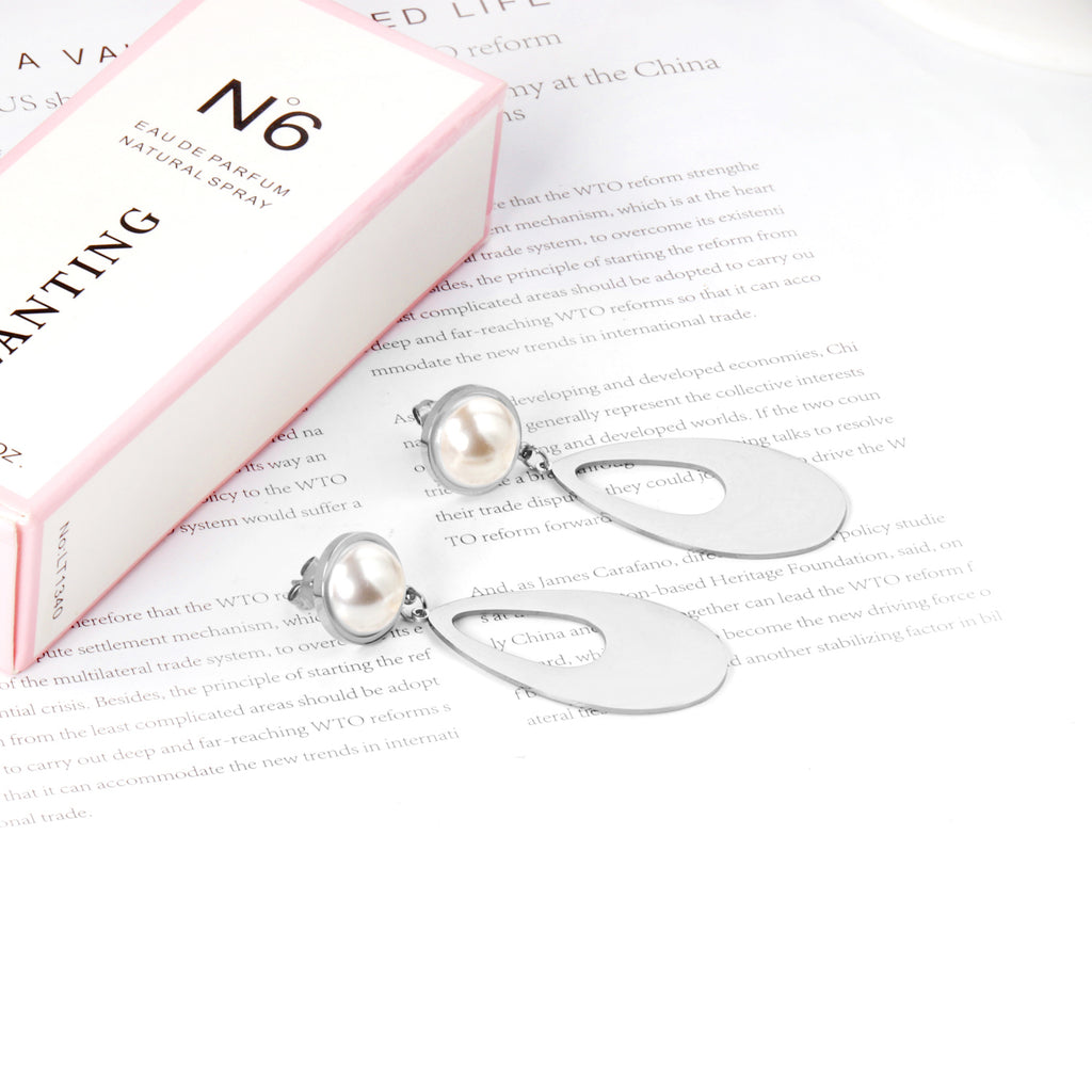 Aretes Perla con Gota Colgante