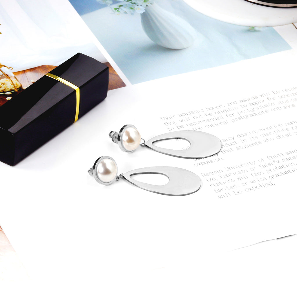 Aretes Perla con Gota Colgante