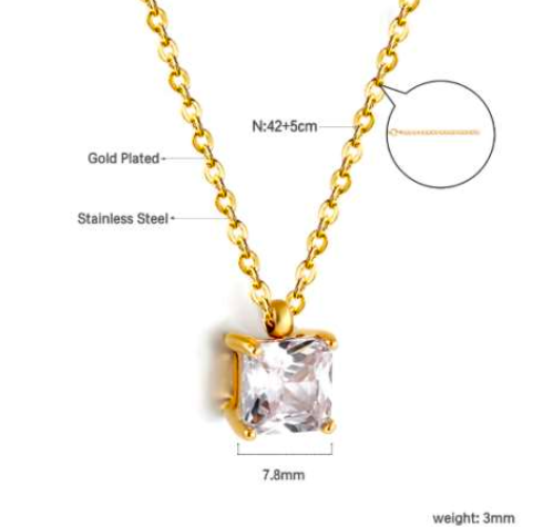 Collar Circonia Cuadrada